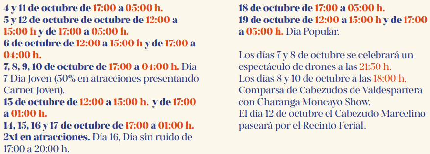 RECINTO FERIAL VALDESPARTERA HORARIO