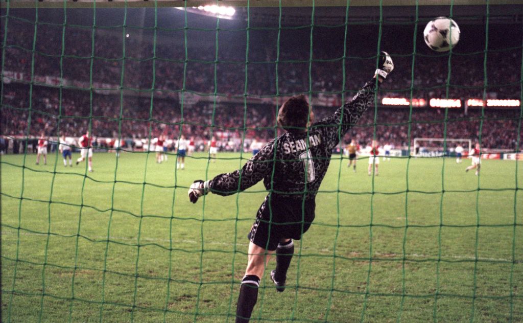 GOL DE NAYIM EN LA FINAL DE LA RECOPA. VISTA DESDE LA PORTERIA DE SEAMAN