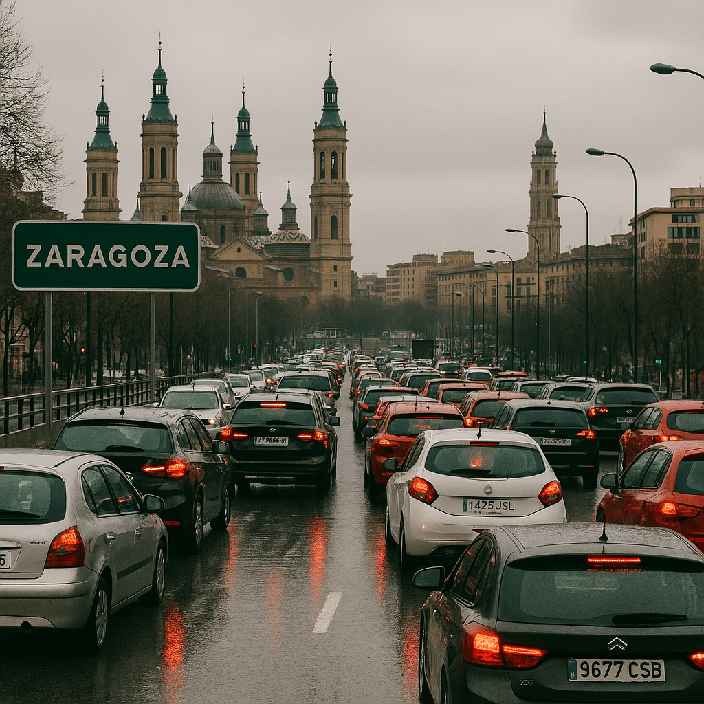 Atasco en Zaragoza