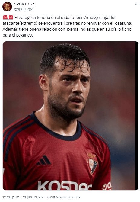 El extremos José Arnaiz posible refuerzo del Real Zaragoza