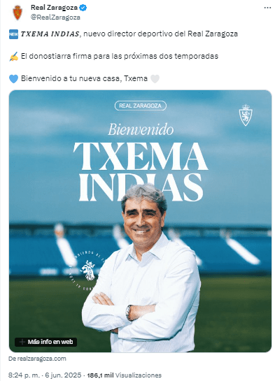 Txema Indias, nuevo Director Deportivo del Real Zaragoza