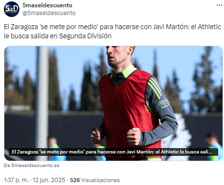 Javi Martón candidato a reforzar la delantera del Real Zaragoza