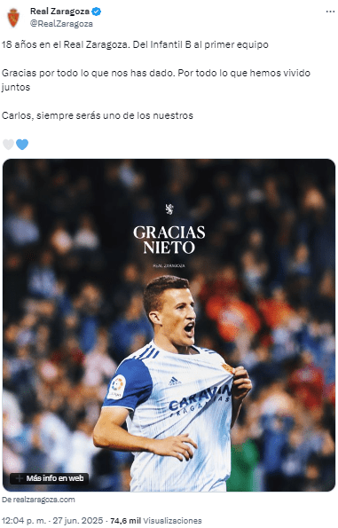 Carlos Nieto abandona el Real Zaragoza