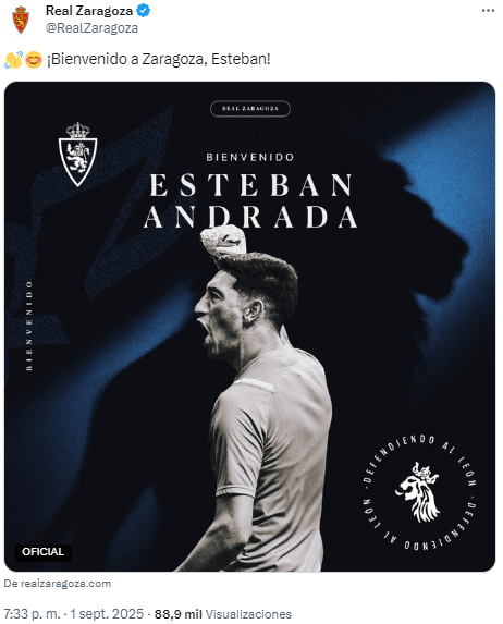 Esteban Andrada, nuevo portero del Real Zaragoza